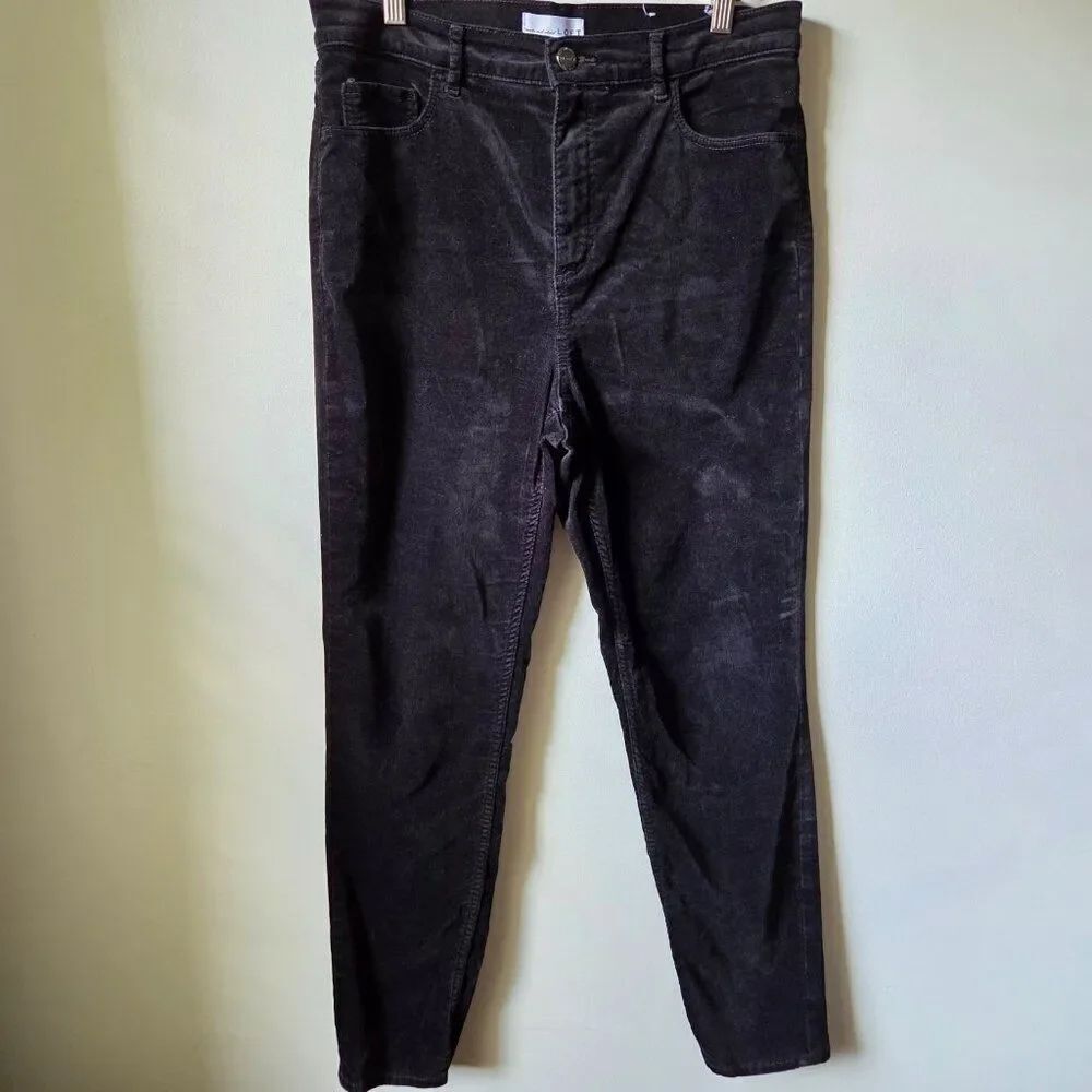 EUC LOFT MADE AND LOVED BLACK VELVET FEEL HIGH RISE SKINNY PANTS SIZE 31 / 12